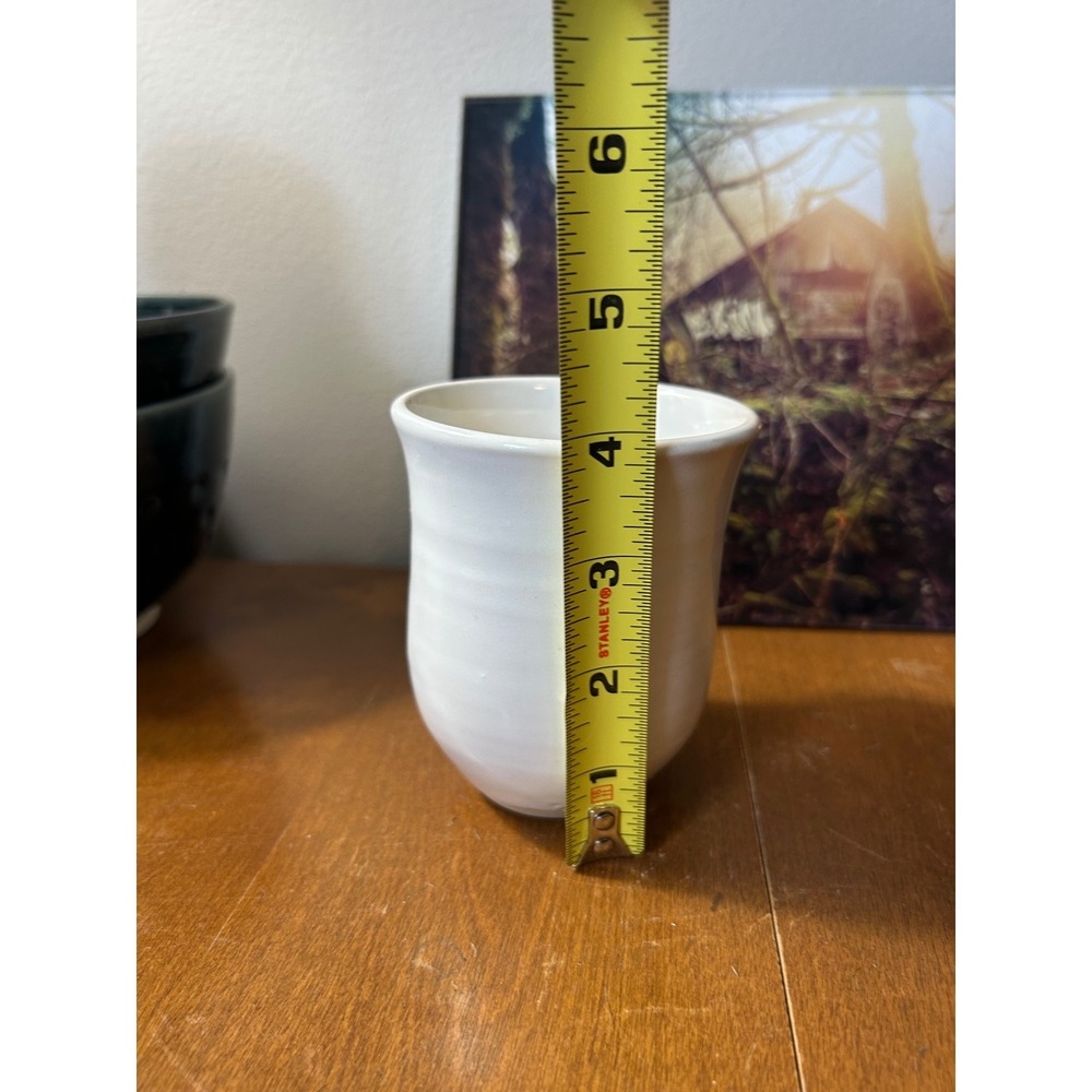 Studio Pottery White Glazed Ceramic Cup Vase Minimalist Handcrafted - Picture 2 of 6